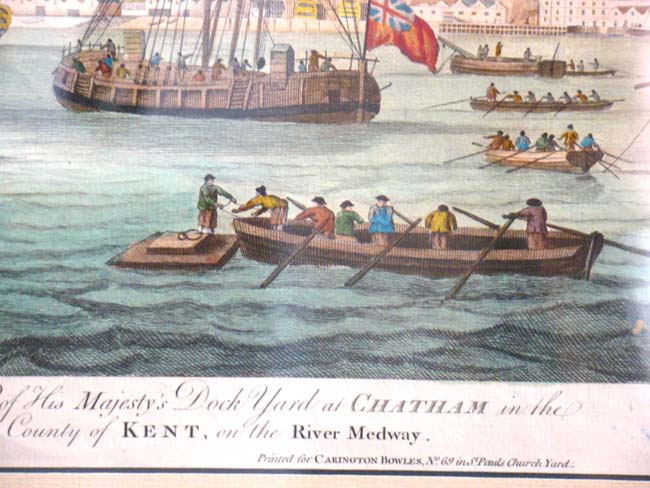 A fine 18th century copper engraving entitled "A View of His Majesty's Dock Yard at Chatham" published in 1772 — image 3